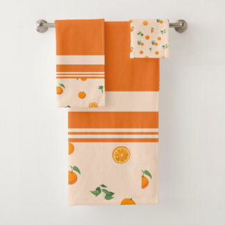 Orangenfrucht Zitrus klassisches Muster Badhandtuch Set