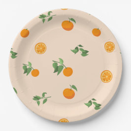 Orangenfrucht Zitrus klassisches Muster Pappteller