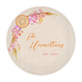 Orangenfruchtblütenjahr Schneidebrett