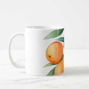 Orangenfrüchte in Aquarellfarben: Abgeschiedene Br Kaffeetasse