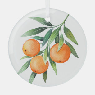 Orangenfrüchte in Aquarellfarben: Abgeschiedene Br Ornament Aus Glas