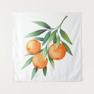 Orangenfrüchte in Aquarellfarben: Abgeschiedene Br Wandteppich