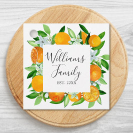 Orangenfrüchte und Blume Sommer Blütenpflanzliche Geschenkanhänger