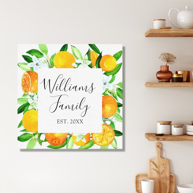 Orangenfrüchte und Blume Sommer Blütenpflanzliche Leinwanddruck (In situ)