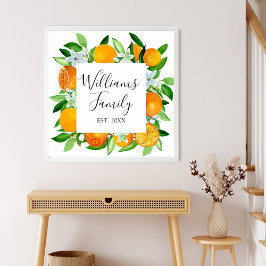 Orangenfrüchte und Blume Sommer Blütenpflanzliche Poster
