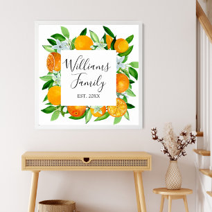 Orangenfrüchte und Blume Sommer Blütenpflanzliche Poster