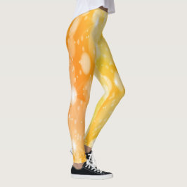 Orangengelbe Imitat Glitzer Leggings
