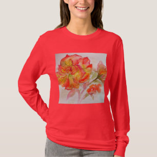Orangengelbe Rose Aquarellmalerei T-Shirt