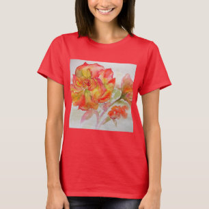 Orangengelbe Rose Aquarellmalerei T-Shirt
