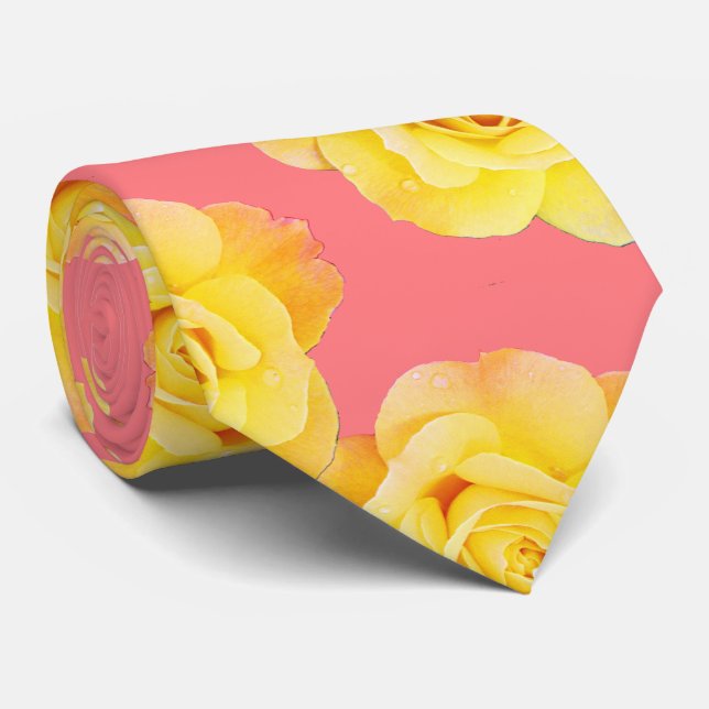 Orangengelbe Rose Korallenlachs Rosa Cool Krawatte (Gerollt)