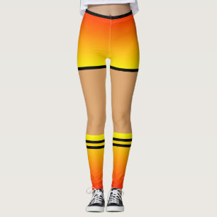 Orangengelbe Shorts Leggings Socken Schwarzer Stre