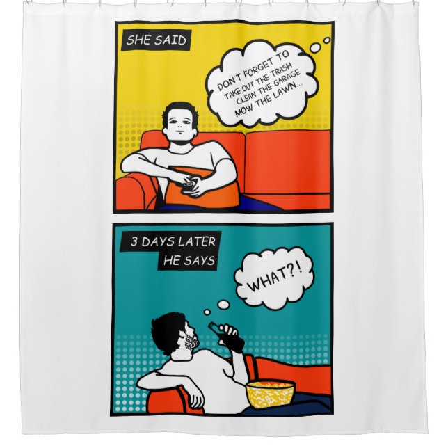 Orangengelber Honig Do Rugged Geek Comic Duschvorhang (Vorderseite)