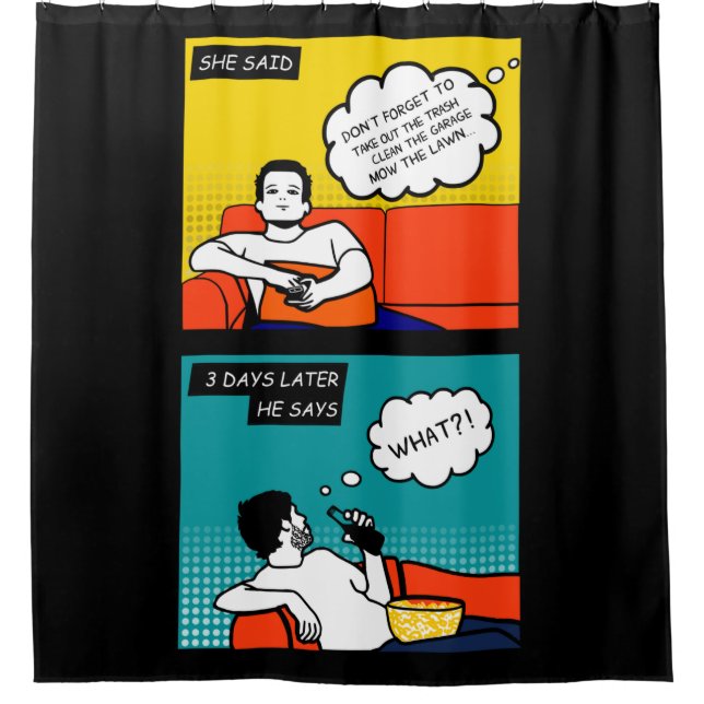 Orangengelber Honig Do Rugged Geek Comic Duschvorhang (Vorderseite)