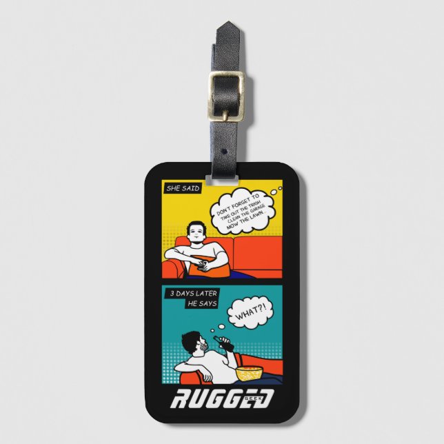 Orangengelber Honig Do Rugged Geek Comic Gepäckanhänger (Vorderseite Vertikal)