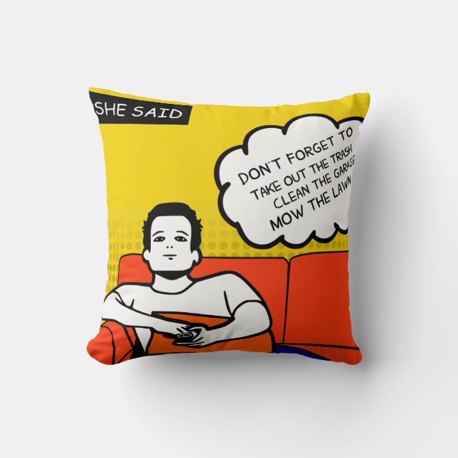 Orangengelber Honig Do Rugged Geek Comic Kissen (Vorderseite)