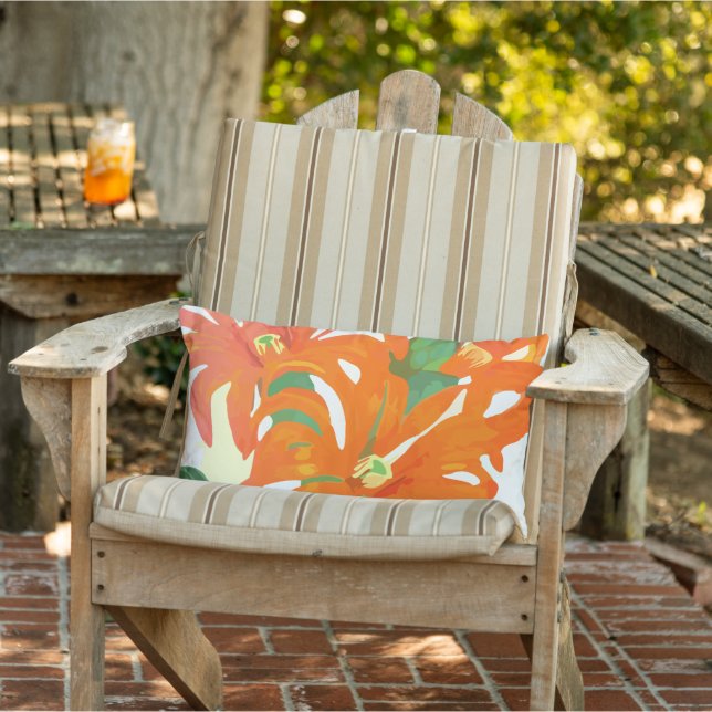 Orangengelbes, grünes, blumenfarbenes Kissen (Stuhl )