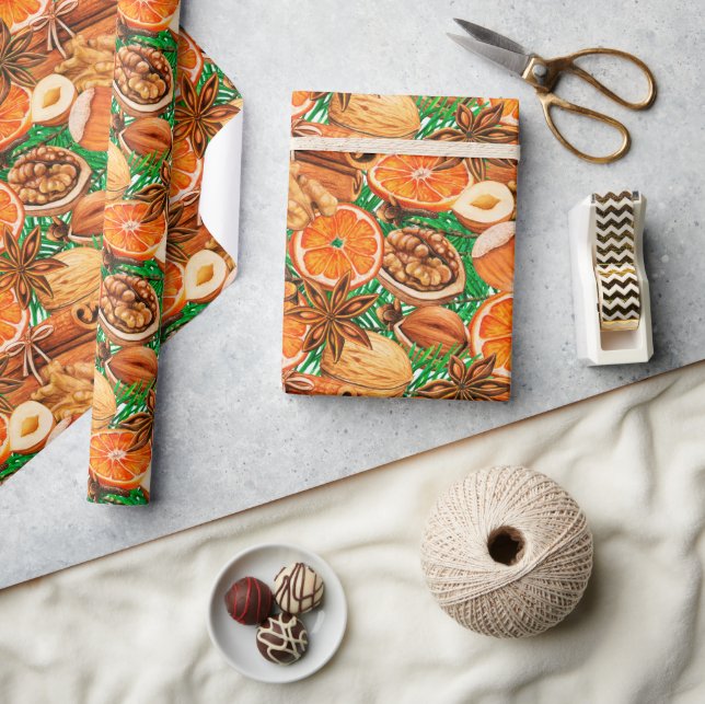 Orangengewürze Herbst-Wrap-Papier Geschenkpapier (Kunsthandwerk)