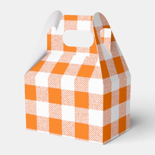 Orangengingham-Karo Geschenkschachtel (Vorderseite)