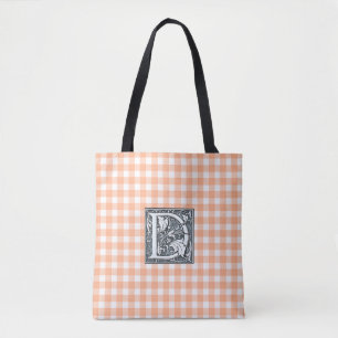 Orangengingham-Tasche
