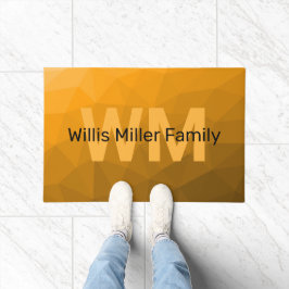 Orangengradientengeometrie Monogramm Fußmatte