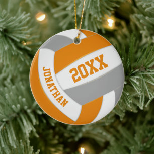 Orangengraue Jungs Mädchen Volleyballmannschaft Fa Keramik Ornament
