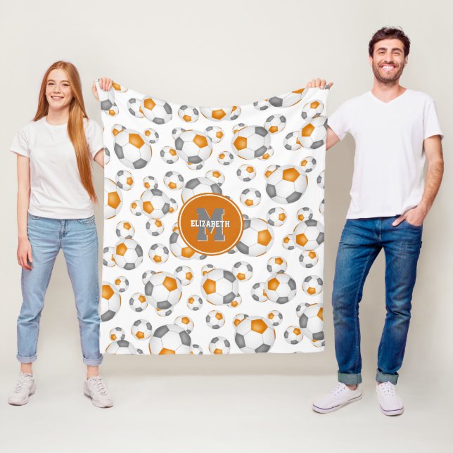 Orangengraue Mannschaft färbt Jungs Fußball Fleecedecke (Beispiel)