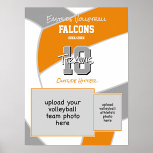 Orangengraue Volleyballmannschaftsfarben zum Geden Poster