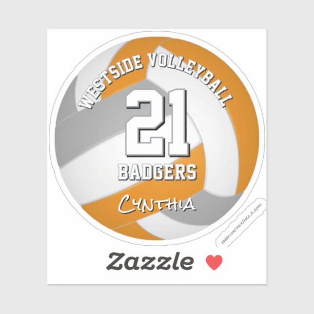 Orangengraues Sportteam färbt Volleyballspieler Aufkleber (Blatt)