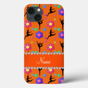 Orangengymnastik-Blume mit personalisiertem Namen iPhone 13 Hülle