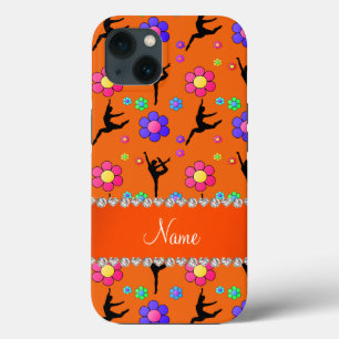 Orangengymnastik-Blume mit personalisiertem Namen iPhone 13 Hülle