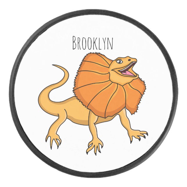 Orangenhals-Eidechsen-Cartoon Eishockey Puck (Vorderseite)