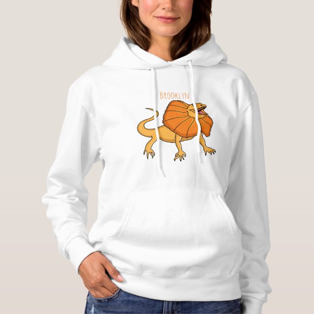 Orangenhals-Eidechsen-Cartoon Hoodie (Vorderseite)