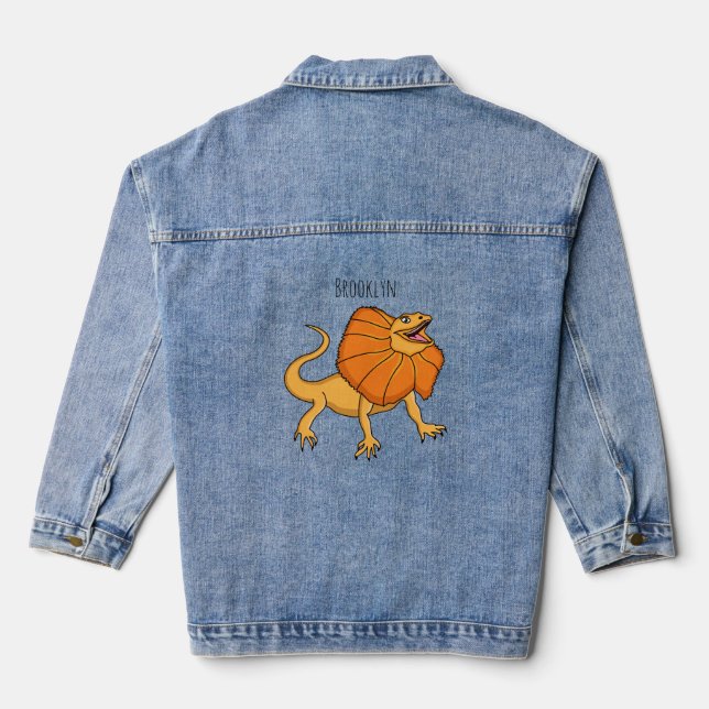 Orangenhals-Eidechsen-Cartoon Jeansjacke (Rückseite)