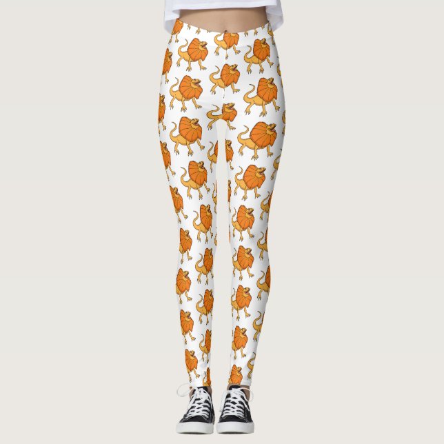 Orangenhals-Eidechsen-Cartoon Leggings (Vorderseite)