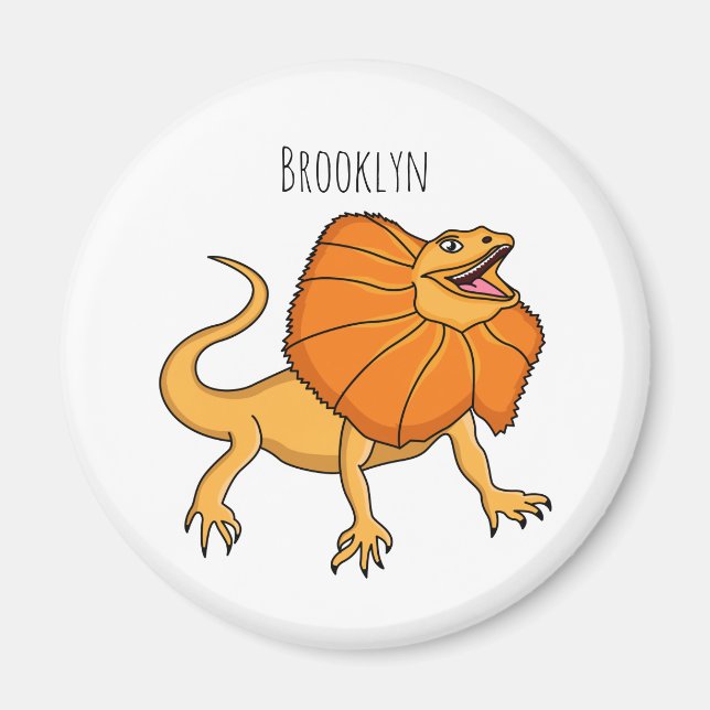 Orangenhals-Eidechsen-Cartoon Magnet (Vorne)