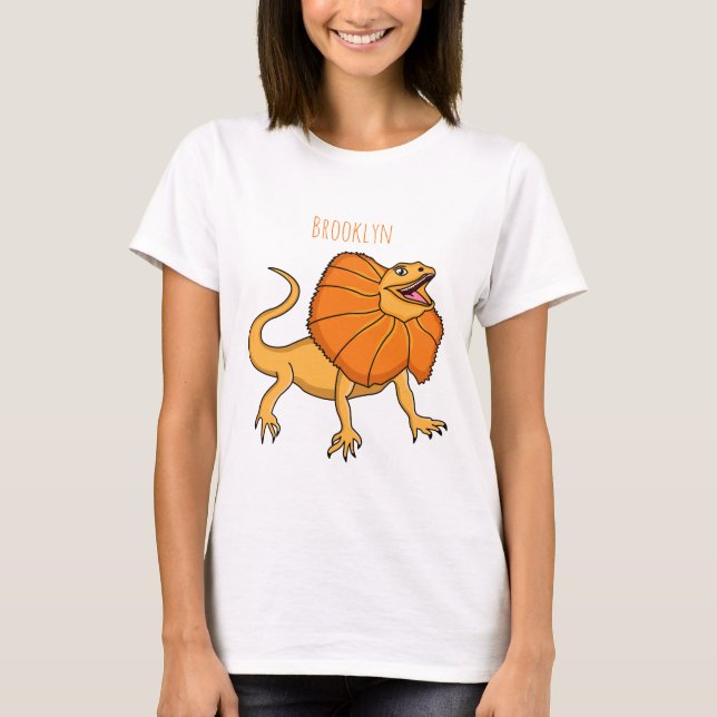 Orangenhals-Eidechsen-Cartoon T-Shirt (Vorderseite)