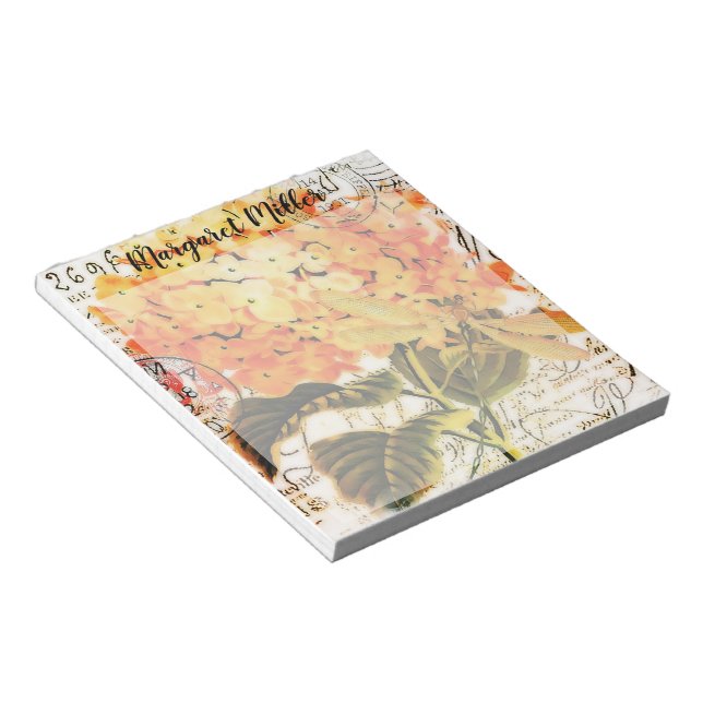 Orangenhydrangea personalisiert notizblock (angewinkelt)