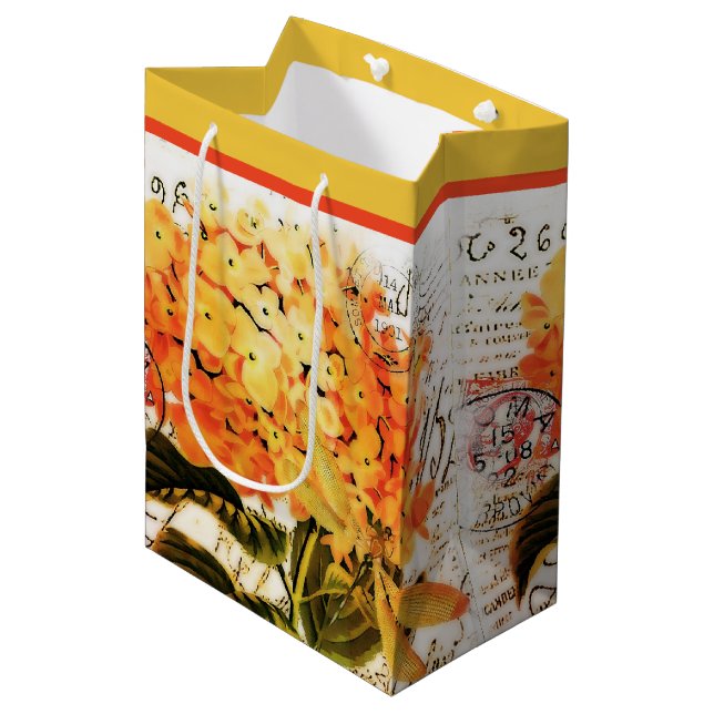 Orangenhydrangee und Libelle Mittlere Geschenktüte (Vorderseite Schrägansicht)