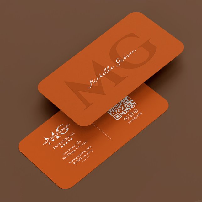 Orangeninitialen mit beruflicher Elegant Monogram Visitenkarte (Professional Elegant Monogram Orange Initials Business Card
)