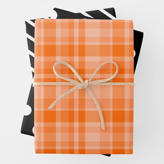 Orangenkaro & Schwarz & Weiß Geschenkpapier Set (Von Creator hochgeladen)