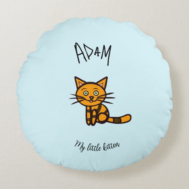 Orangenkatze Rundes Kissen (Vorderseite)