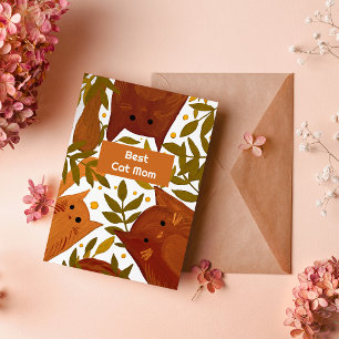 Orangenkatzen und Zweige Beste Katze Feiertagskarte