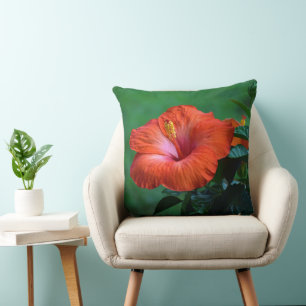 Orangenkissen mit Hibiskus-Muster Kissen