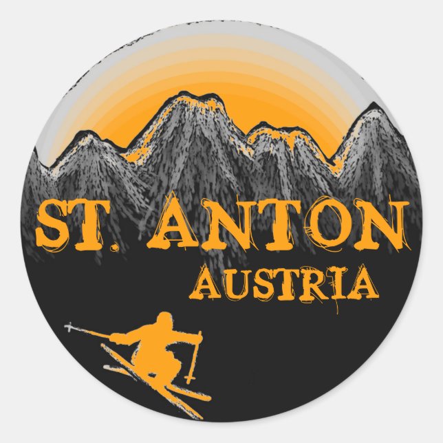 Orangenkleber von St. Anton Austria Runder Aufkleber (Vorderseite)