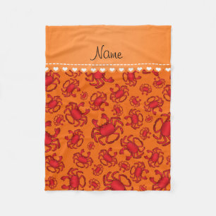 Orangenkrebsmuster mit personalisiertem Namen Fleecedecke