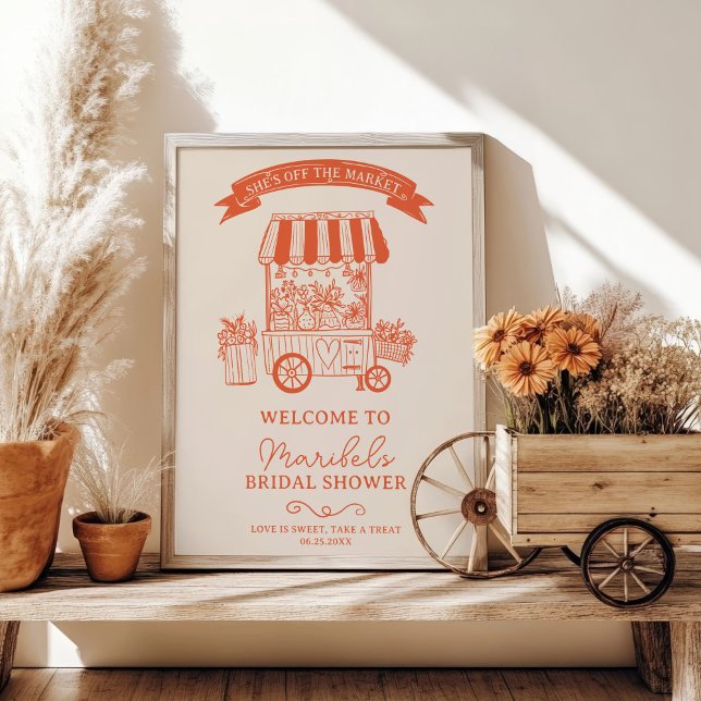 Orangenkreifer begrüßen poster (Off the market orange scribbles bridal welcome poster)