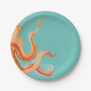 Orangenktopus Pappteller