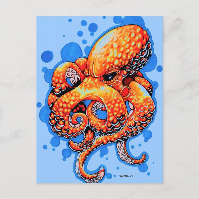 Orangenktopus Postkarte (Vorderseite)