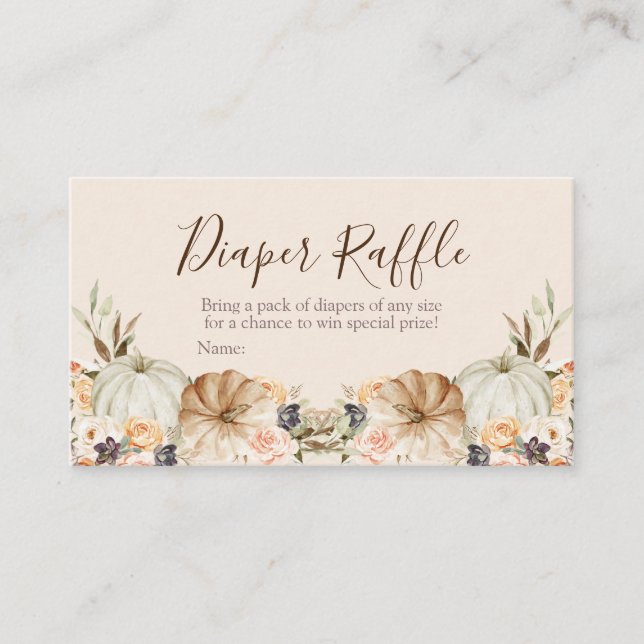 Orangenkürbis Babydusche - Windeln Begleitkarte (Vorderseite)