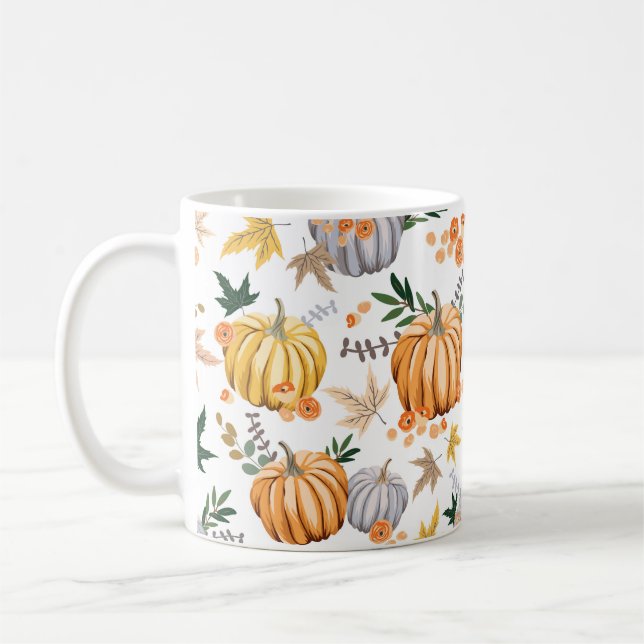 Orangenkürbis und Blume Kaffeetasse (Links)